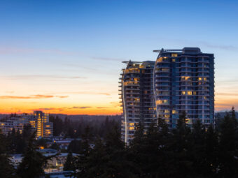 Aerial View of a New Residential Property Building. Modern Architectural Design